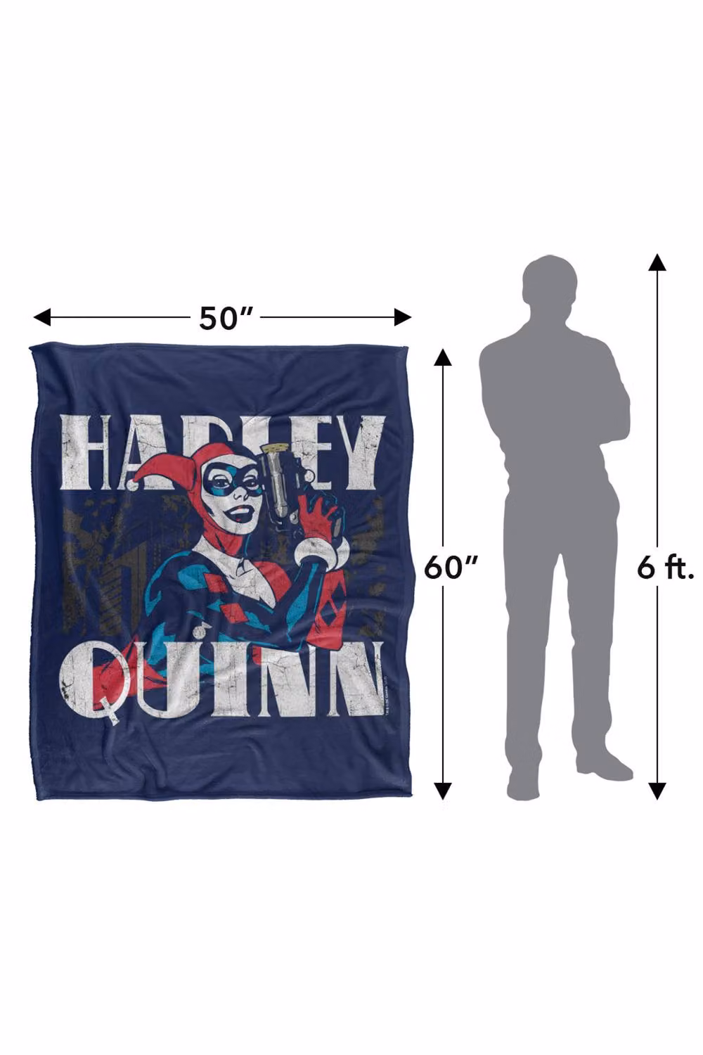 Warner Bros. Batman and Harley Quinn Super Soft Fleece Throw Blanket, Multicolour, W: 152.4 cm x D: 127 cm x H: 1.0 cm – 8