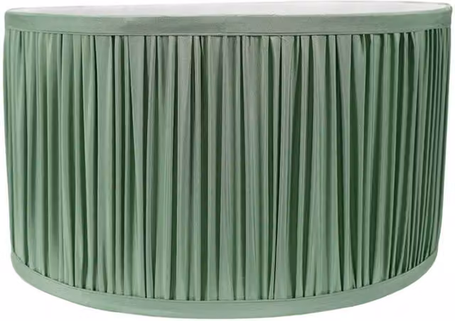 ValueLights Jess Small Ruched Fabric Drum Lampshade for Ceiling, Floor, or Table Lamps in Green