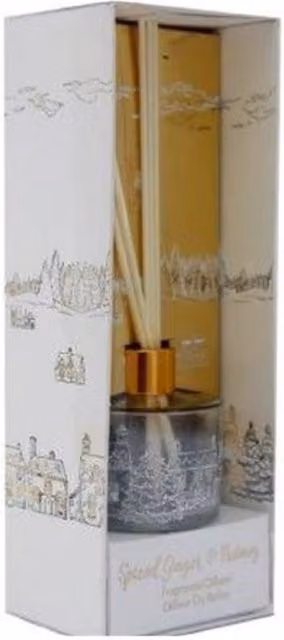 KDMK Christmas Village Spicy Aroma Reed Diffuser in White and Gold Glass