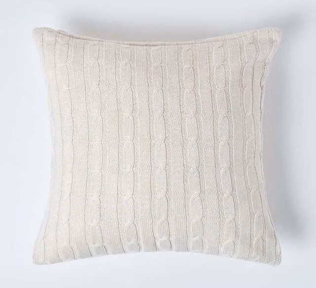 Homescapes Cotton Cable Knit Cushion Cover in Beige, W/D/H: 45 x 45 x 45 cm
