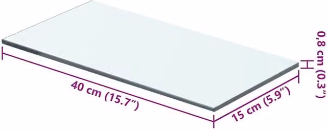 Berkfield Home Transparent Glass Shelf Panel, W: 40 cm, D: 15 cm
