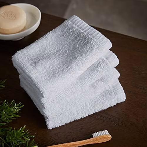 Catherine Lansfield Quick Dry Fluffy Cotton Face Cloths, 4 Pack, White