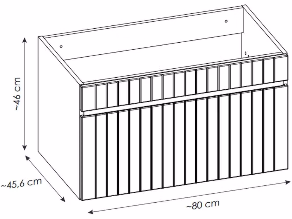 Vente-unique Satara Pink Ribbed Wall-Mounted Vanity Unit with Top, W: 80 cm, D: 46 cm, H: 46 cm – 3