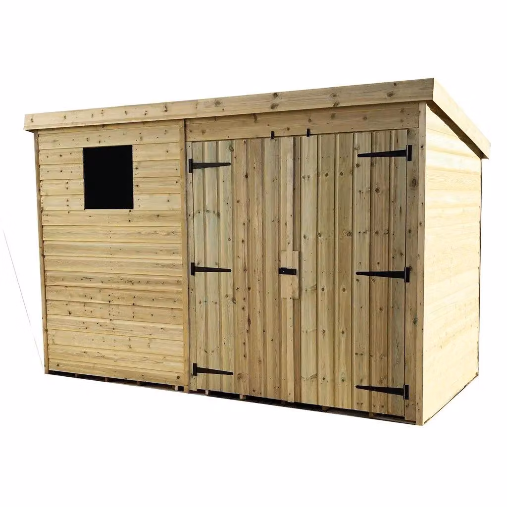 Marlborough Pressure Treated Pent Garden Shed with Double Doors in Natural Wood, W/D/H: 304.8 x 304.8 x 182.88 cm – 2