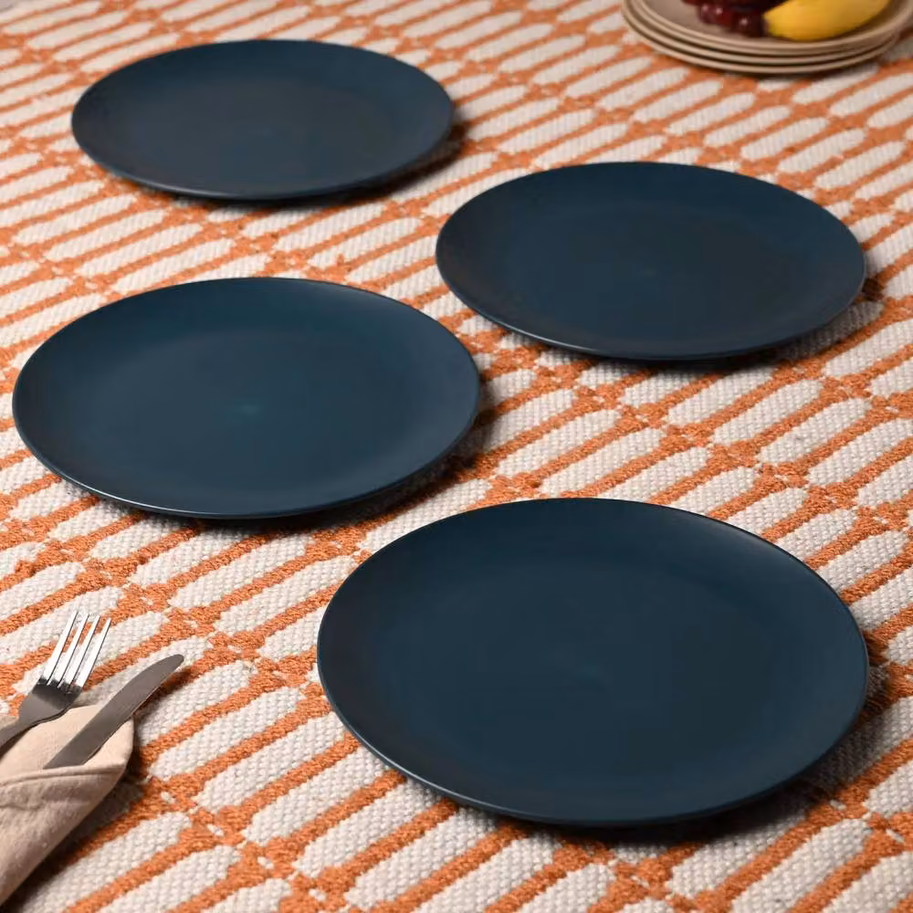 Dragodirect Set of 4 Reusable Blue Plastic Dinner Plates, Diameter: 25 cm – 3