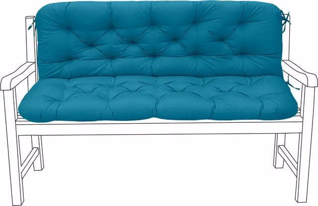Gardenista 2-3 Seater Outdoor Garden Bench Seat Cushion and Back Pad with Petrol Blue Polyester and Cotton Fabric, Width: 150 cm