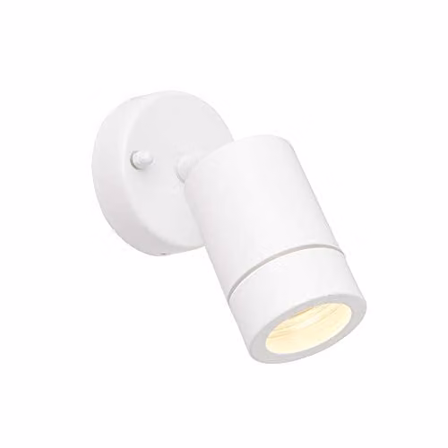 Netlighting Palin Adjustable Outdoor Wall Spotlight in Gloss White with Glass and Stainless Steel, IP44, GU10