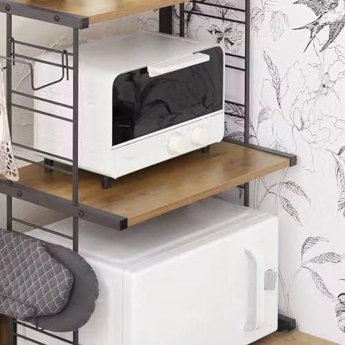 SoBuy Industrial Kitchen Appliance Storage Rack with Adjustable Shelves in Brown and Black – 7