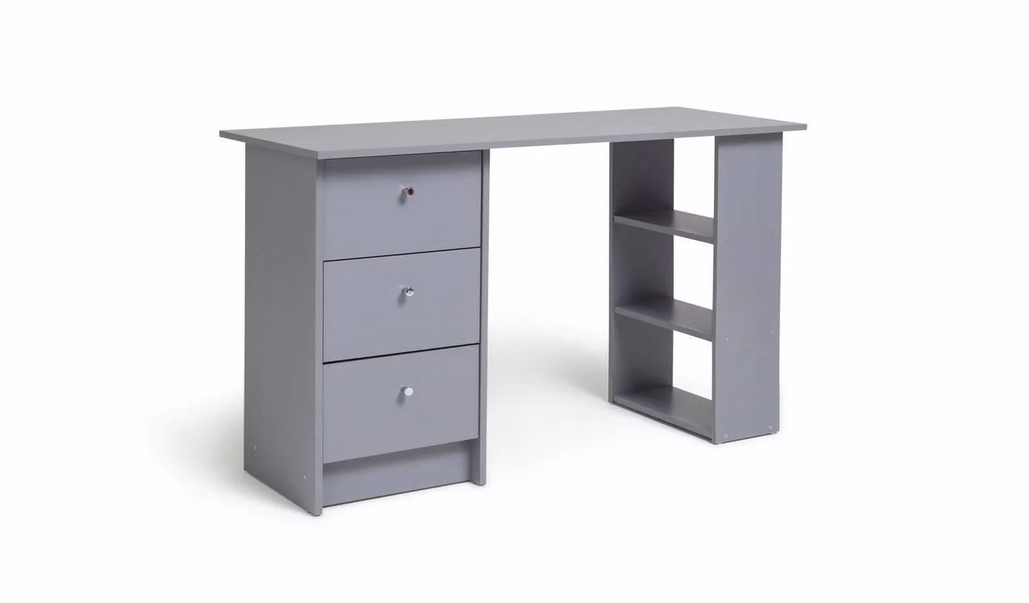 Malibu 3 Drawer Grey Writing Desk for Home Office W/D/H: 120 x 49 x 72.1 cm