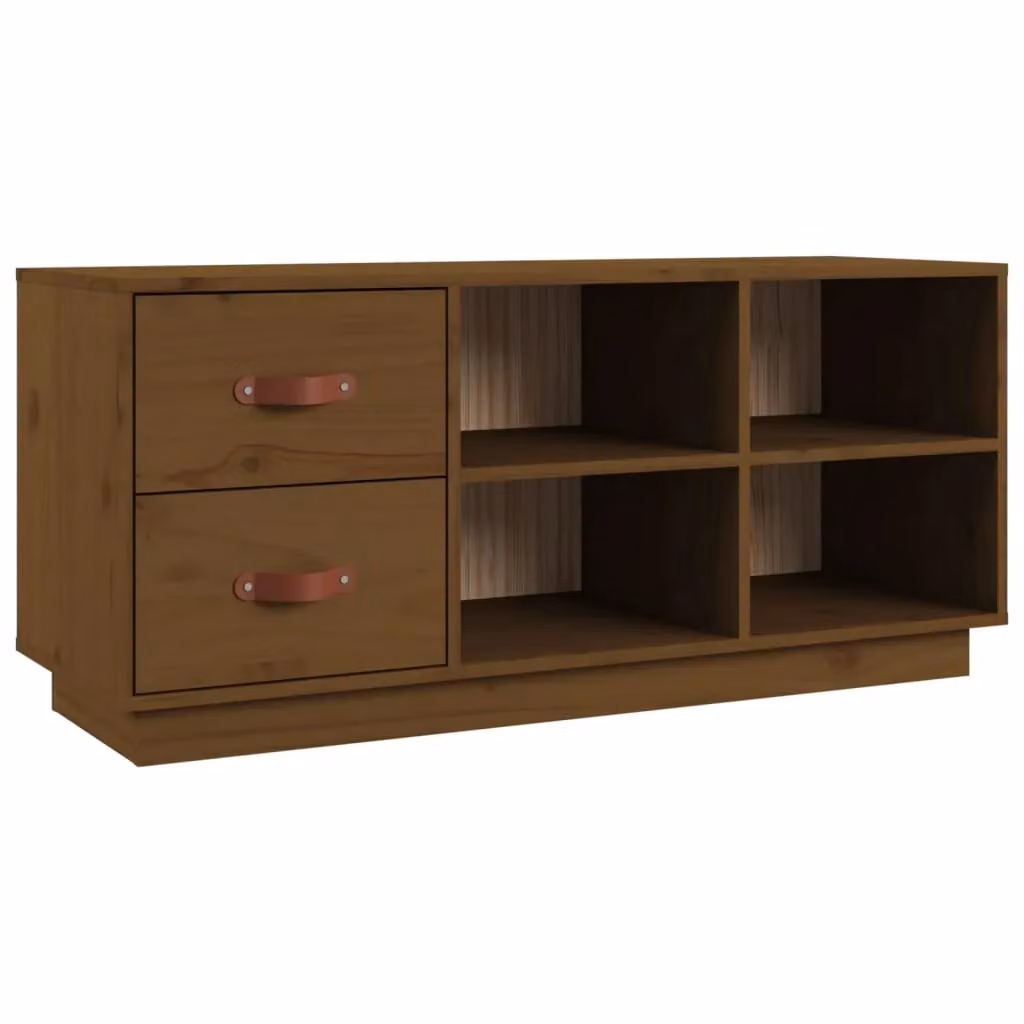 Berkfield Home Rustic Pine Shoe Bench in Honey Brown, W/D/H: 100 x 34 x 45 cm – 2