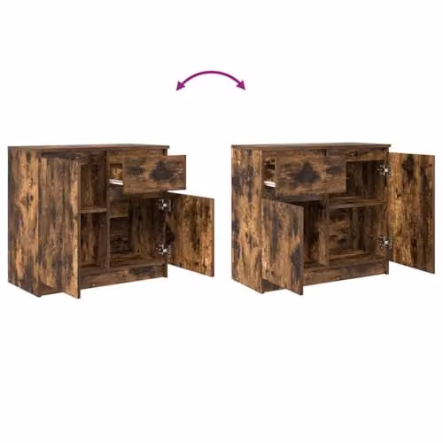 vidaXL Sideboard with Drawer in Brown Smoked Oak, W/D/H: 71 x 35 x 65 cm – 4