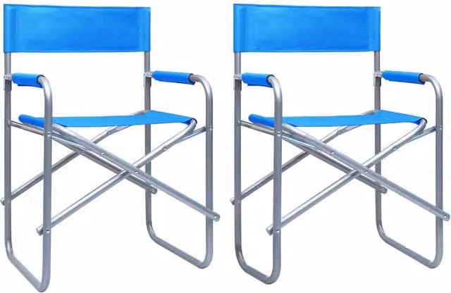Berkfield Home Director's Chairs, Set of 2, Steel Blue Metal