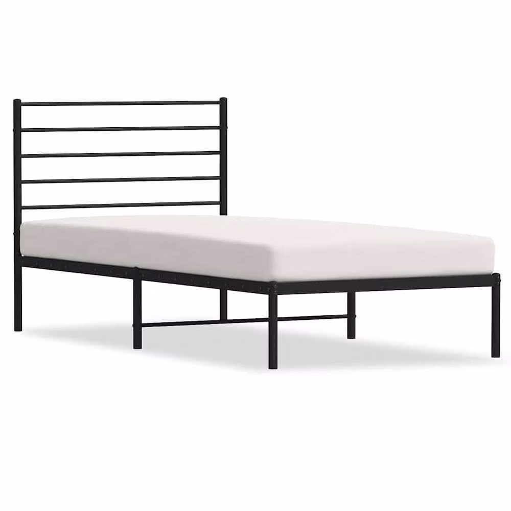 Berkfield Home Metal Bed Frame with Headboard in Black, W/D/H: 100 x 200 cm – 2