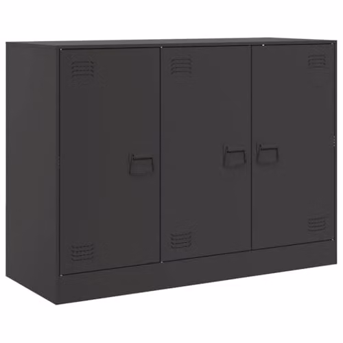 vidaXL Modern Matt Black Metal Sideboard W: 99 cm, D: 39 cm, H: 73 cm – 1
