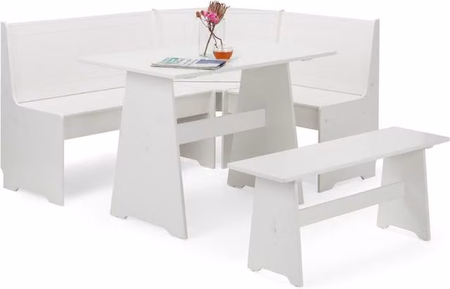 Cheshire Premium Newbury 158cm Corner Dining Set with Storage Bench in Surf White – 1