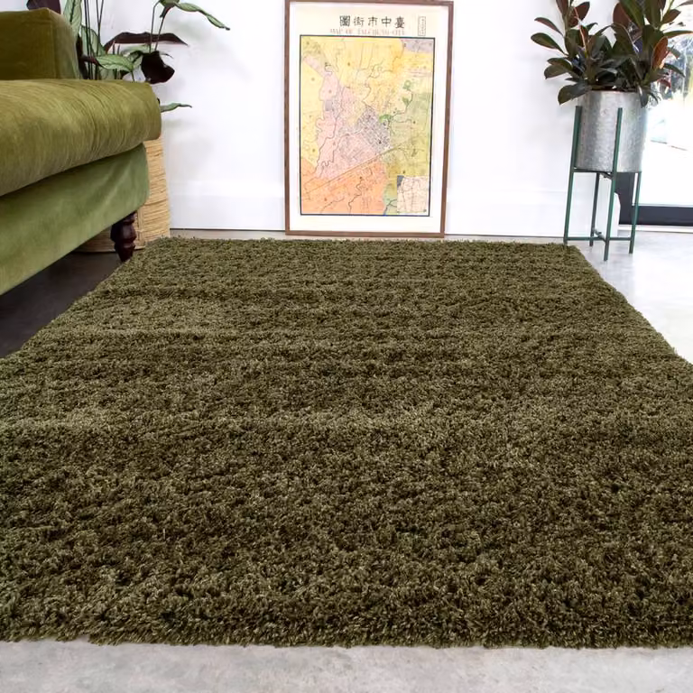 Kukoon Green Shaggy Area Rug for Living Room or Bedroom, W: 60 cm, L: 110 cm
