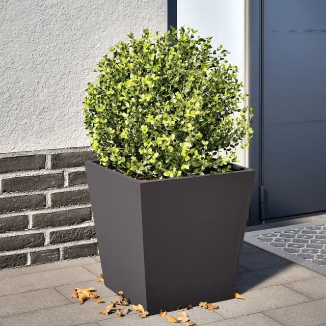 Berkfield Home Steel Garden Planter Tub, Black, W/D/H: 40 x 40 x 40 cm