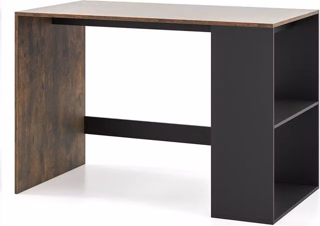 FORGEVIO Modern Home Office Computer Desk with Double Open Shelving in Brown – 1