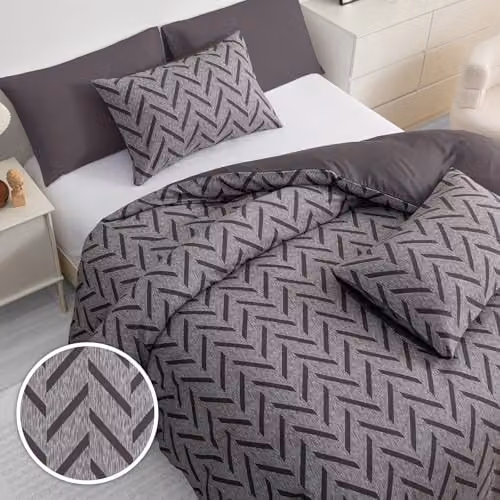 Pamposh Grey Double Brushed Microfibre Duvet Cover Set with Pillowcases, W/D/H: 200 x 200 cm and 50 x 75 cm – 2
