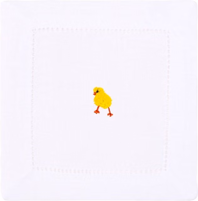 Mafra White Linen Table Linens with Embroidered Easter Motifs W/D/H: 50 x 50 x 2 cm