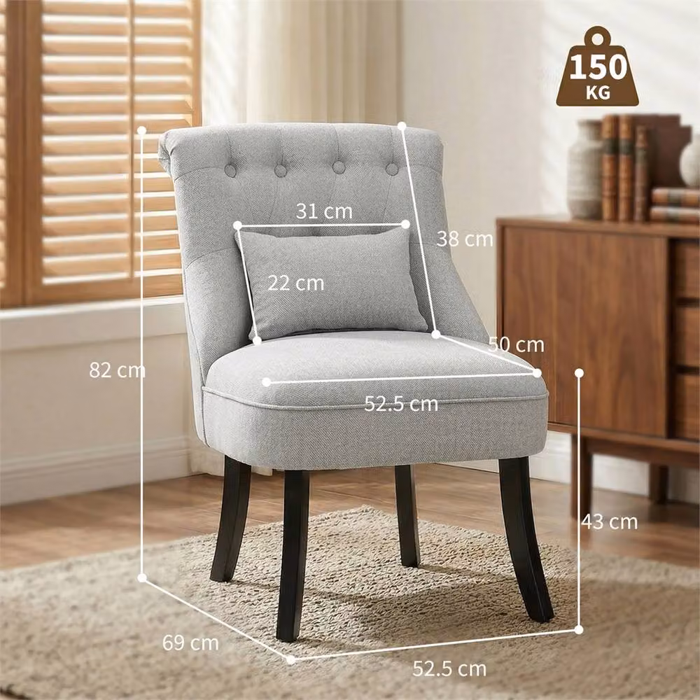 EONLION Grey Fabric Single Sofa Dining Chair – 2
