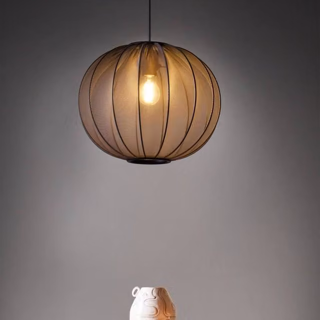 Wyld and Coco Industrial Sphere Pendant Lamp in Black Nylon and Metal