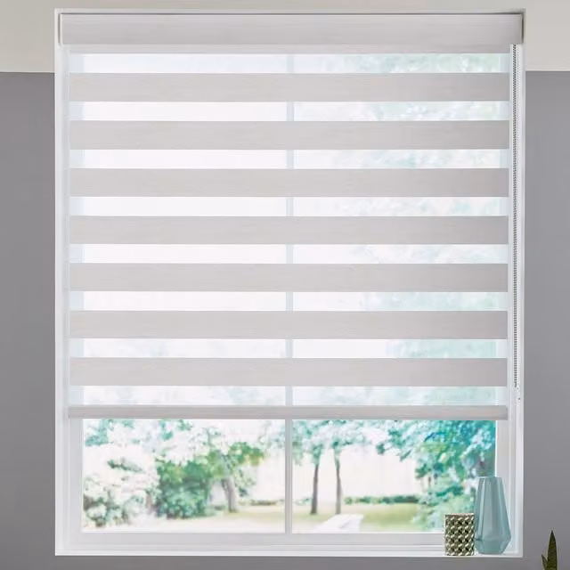 Terrys Made to Measure Striped Day and Night Blind in Silver and White Textile