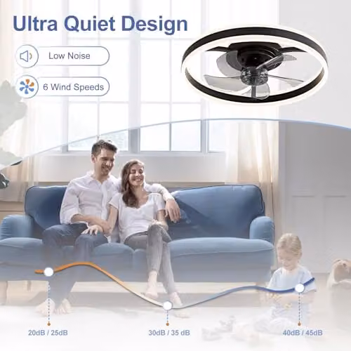 Harper Living 50cm Modern Ceiling Fan with Dimmable LED Light, Remote Control, 6 Speeds and Timer, Black – 3