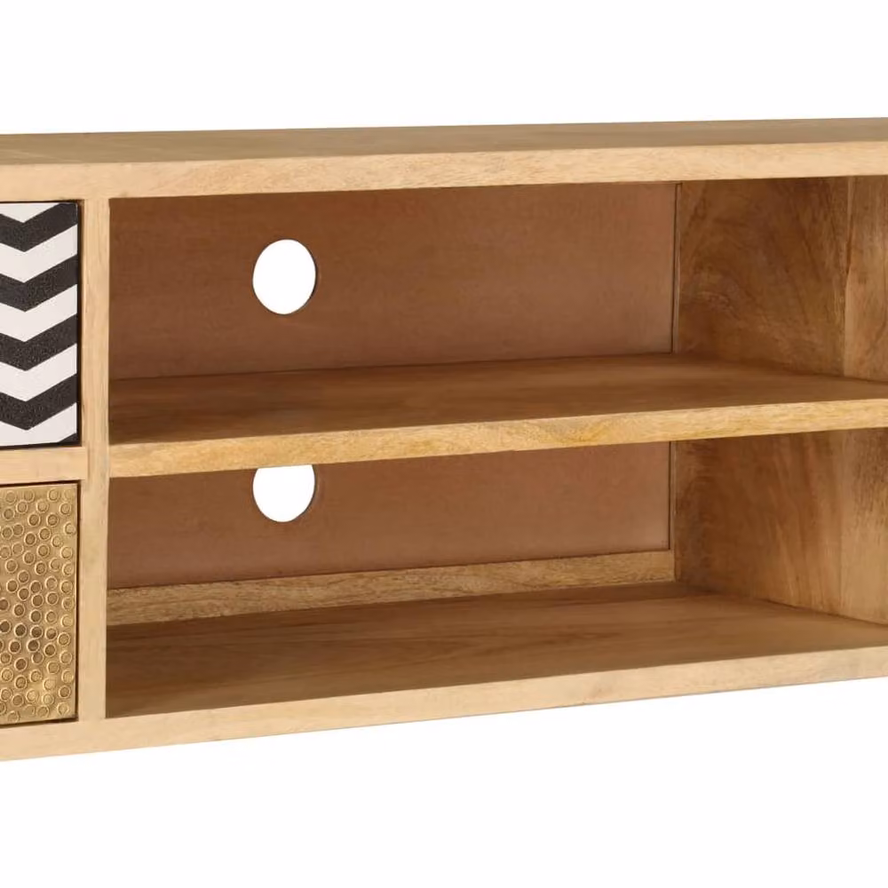 Berkfield Home TV Cabinet in Light Tan Solid Mango Wood, W/D/H: 120 x 30 x 40 cm – 5