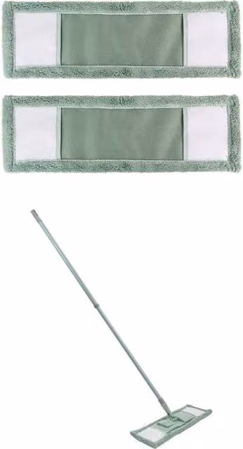 JVL Extendable Microfibre Mop with Telescopic Handle and 2 Refillable Heads in Green
