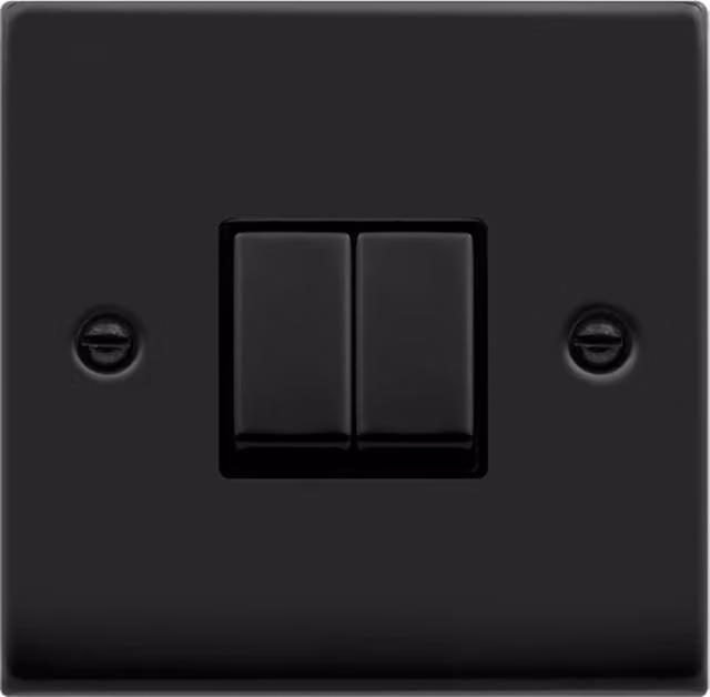 SE HOME Black Plastic 2 Gang 2 Way Mains Light Switch Plate