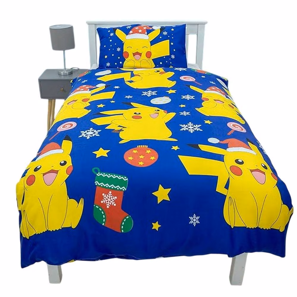 Pokemon Christmas Reversible Duvet Cover and Pillowcase Set in Blue, W: 90 cm, L: 200 cm – 3