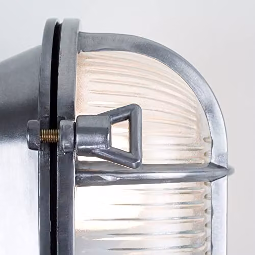 ValueLights MiniSun Oval Nautical Outdoor Wall Light in Silver with LED Filament Bulb – 3