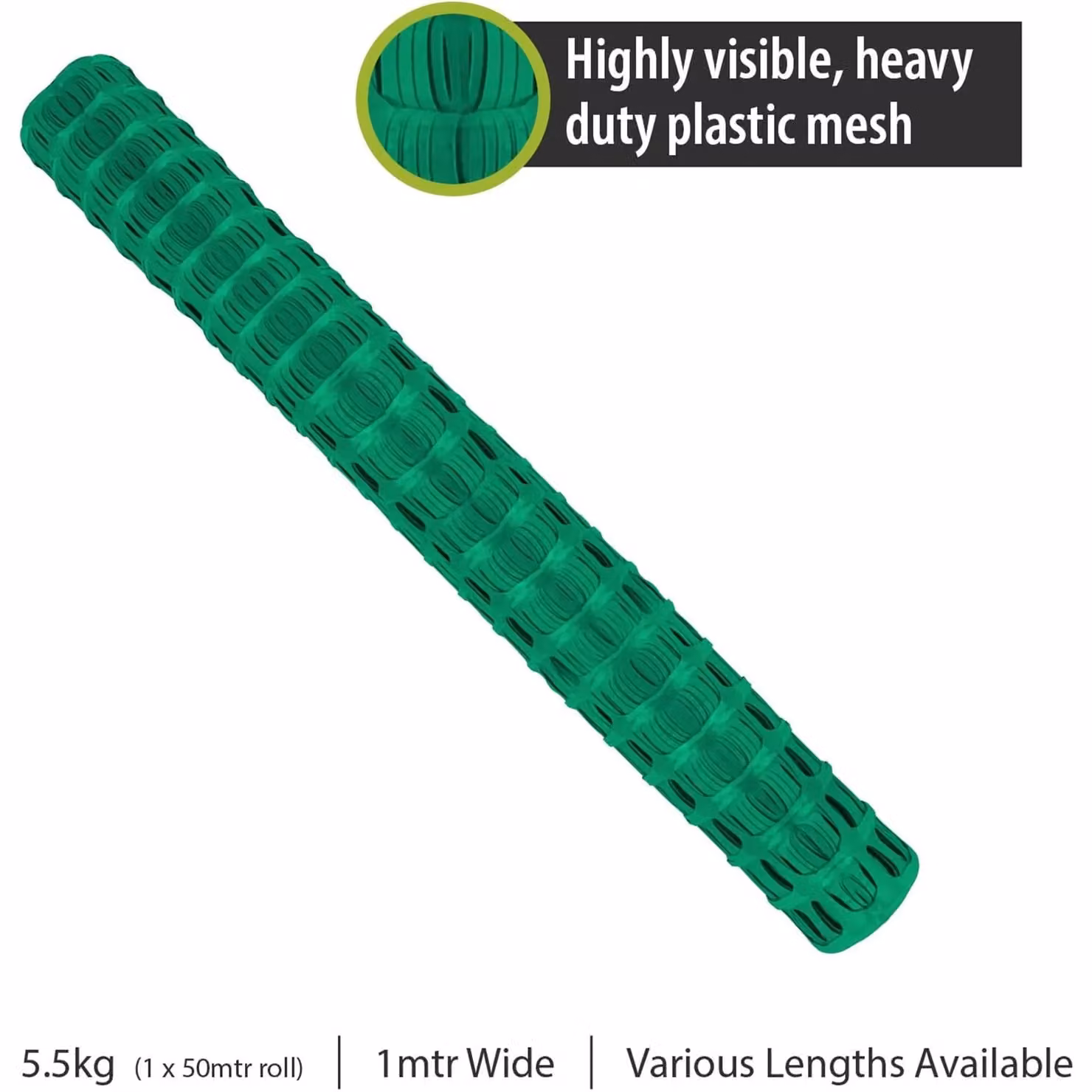 Pegdev Heavy Duty Green Plastic Barrier Fencing Mesh Netting, 20m – 2