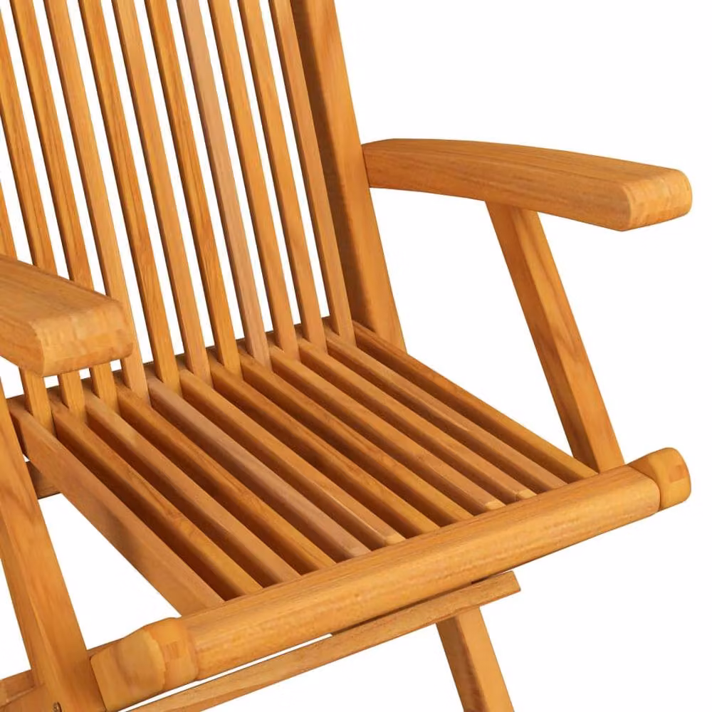 Berkfield Home Set of 4 Folding Garden Chairs in Brown Solid Teak Wood – 3