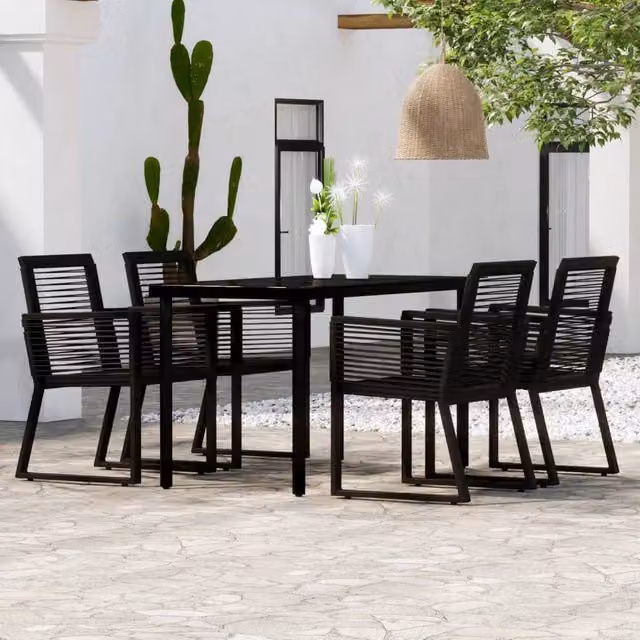 Berkfield Home 5 Piece Modern Garden Dining Set in Black