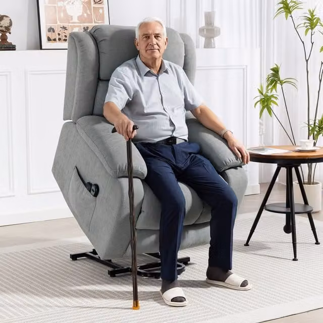 HOMCOM Power Lift Recliner Chair with Massage for Seniors in Grey Fabric