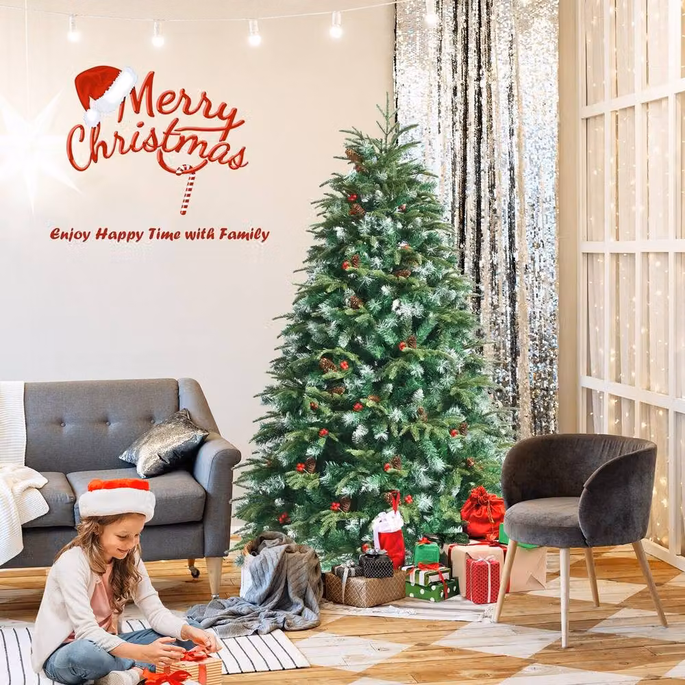 CASART 5ft Snowy Artificial Christmas Tree with 250 LED Lights and 581 Tips in Green, Height: 152.4 cm – 5