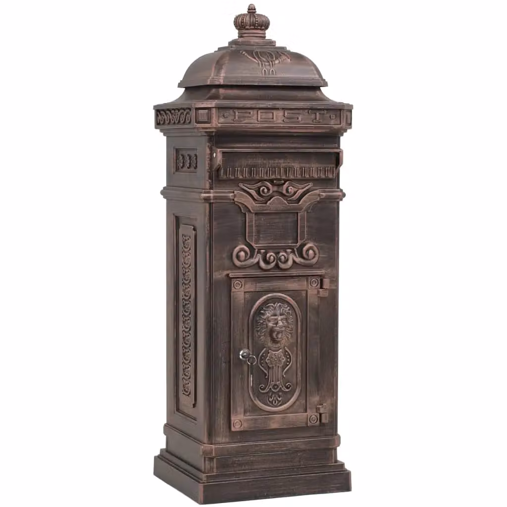 Berkfield Home Vintage Style Aluminium Pillar Letterbox in Bronze and Brown – 2
