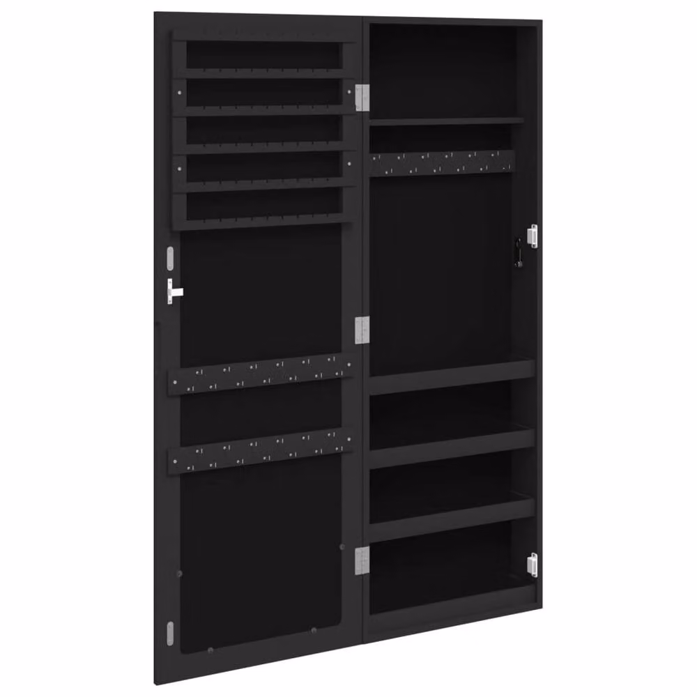 Berkfield Home Wall Mounted Mirror Jewellery Cabinet in Black, W/D/H: 37.5 x 10 x 106 cm – 4