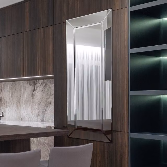 Thirlmere Modern Venetian Rectangular Wall Mirror in Silver