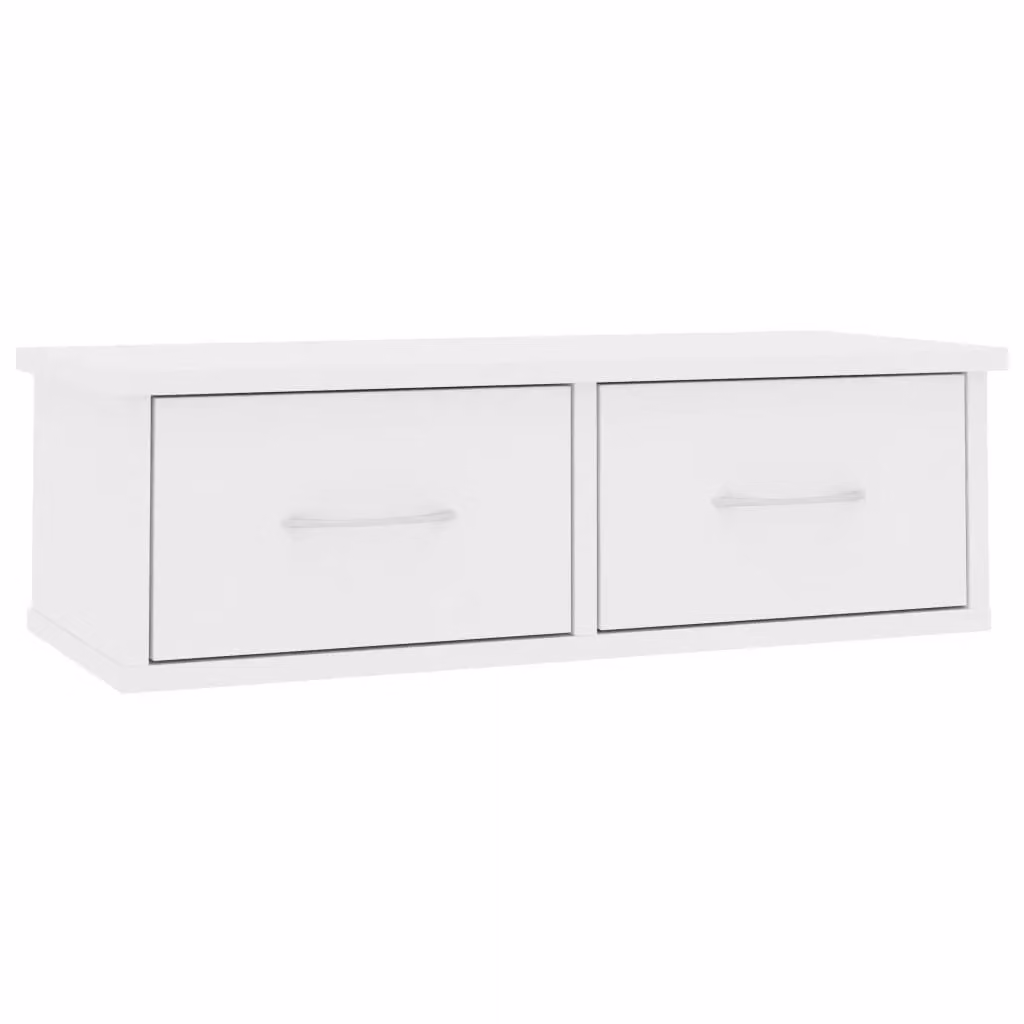 Berkfield Home Wall-mounted Drawer Shelf in White, W: 60 cm, D: 26 cm, H: 18.5 cm – 2