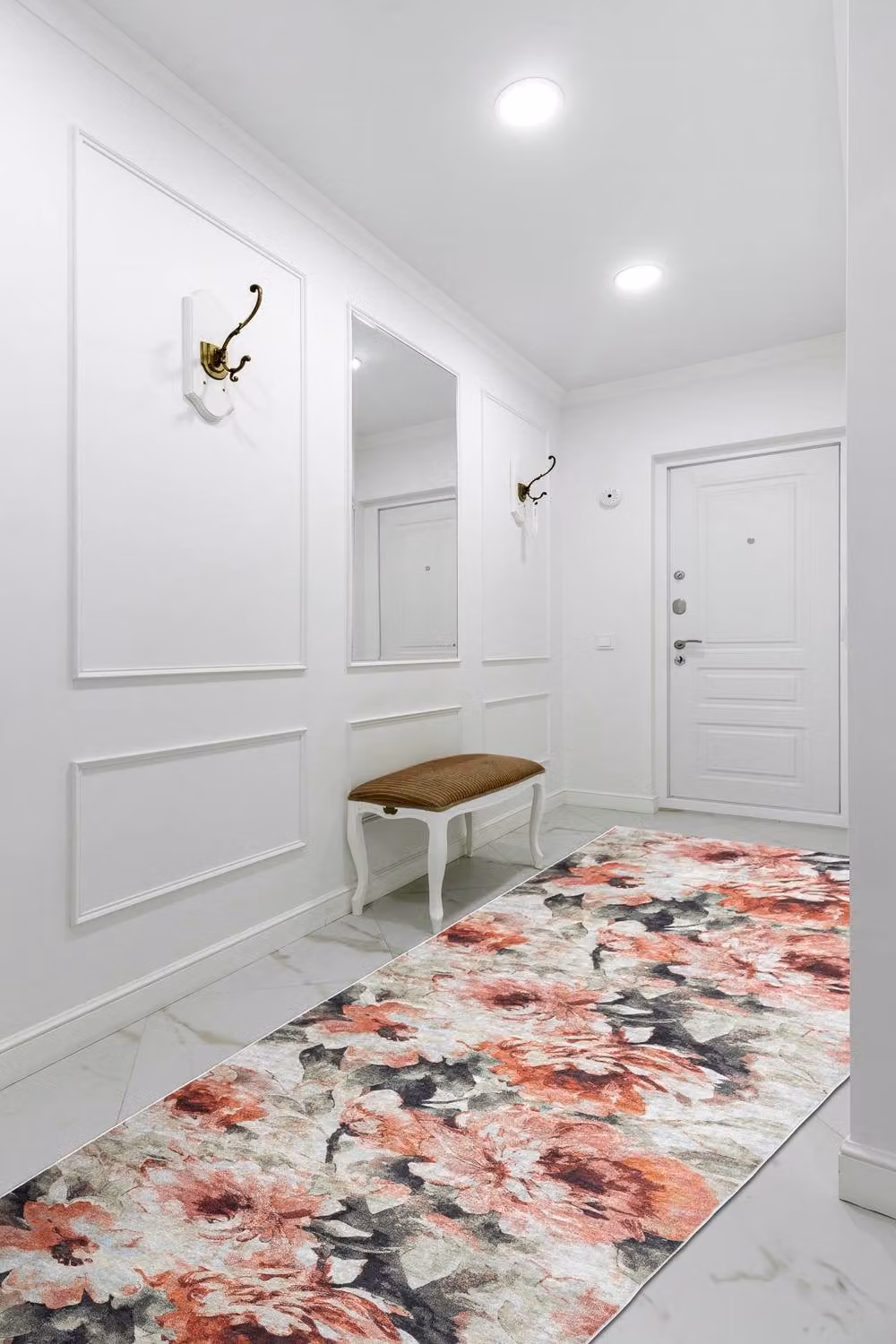 RugsX Lotus Anti-Slip Floral Runner in Beige and Multicolour, W: 80 cm, L: 460 cm – 3