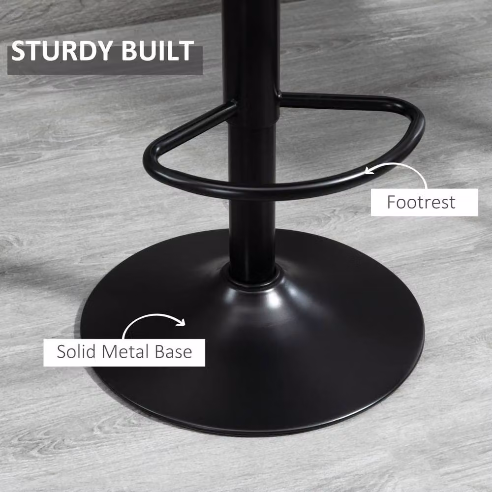 Wyld Haus Doneha Set of 2 Grey Faux Leather Adjustable Breakfast Bar Stools with 360 Degree Swivel – 6