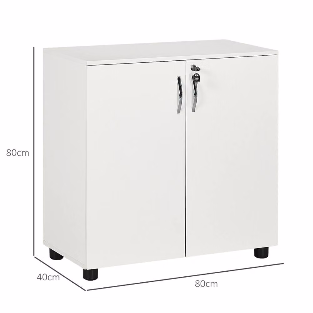STILVORA Modern White Matt MDF Storage Cabinet with Lockable Hinged Doors and Internal Shelves – 2