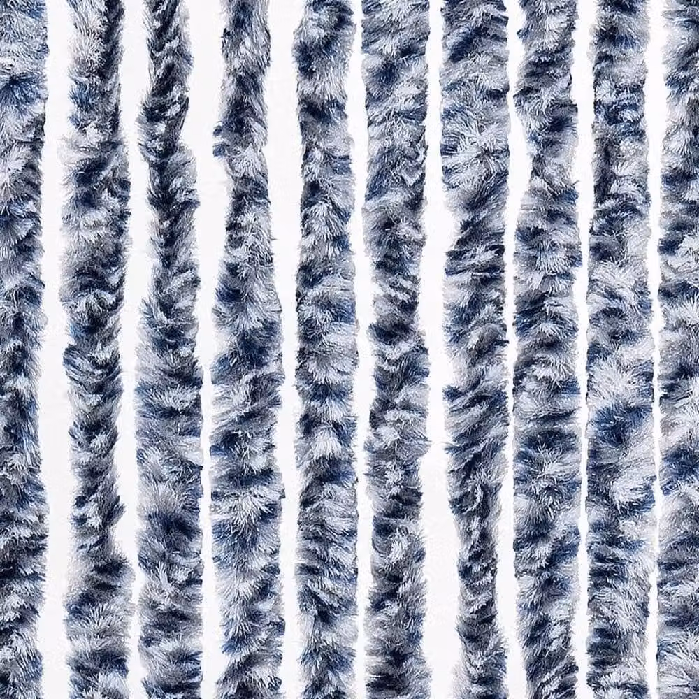 Berkfield Home Striped Chenille Insect Curtain in Blue, White and Silver, W/H: 100 x 220 cm – 6