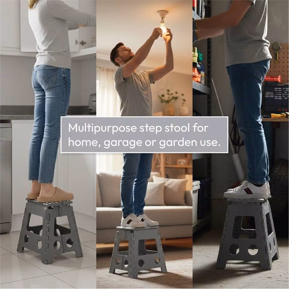 FLAVORA Grey Large Foldable Step Stool Portable Kitchen Step Seat – 2