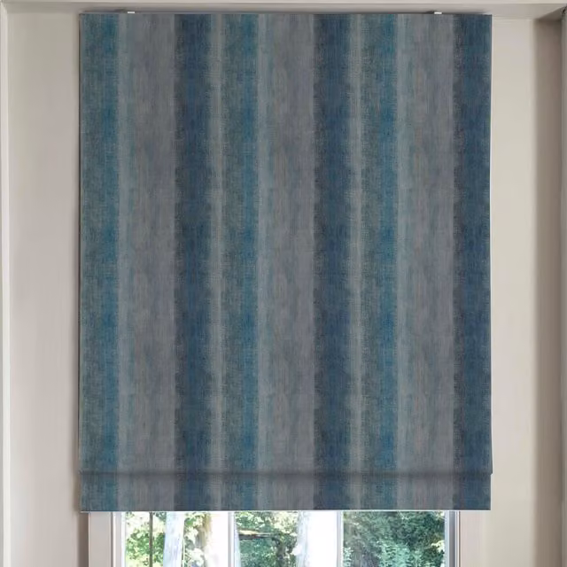 Linda Barker Home Bidar Blue Striped Blackout Made To Measure Roman Blind