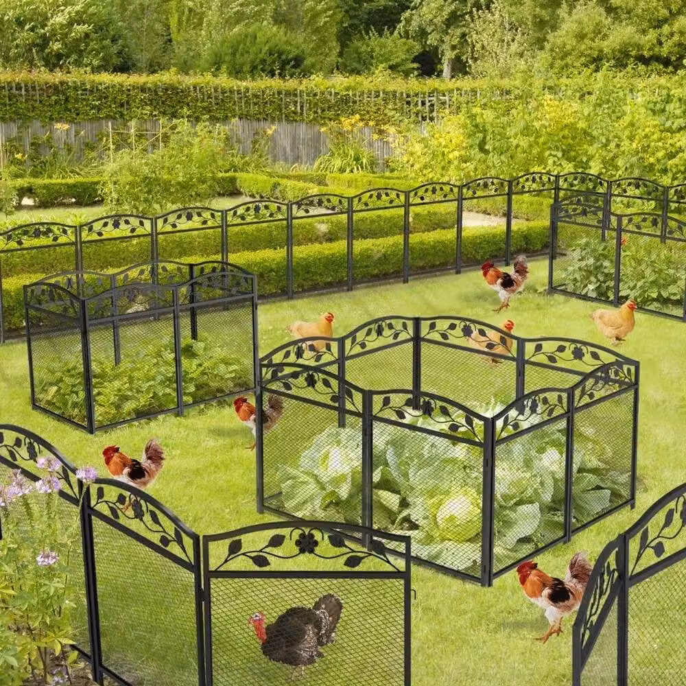 Kelvenix 5-Pack Metal Garden Fence Panels in Black, W/H: 80 x 80 cm – 3