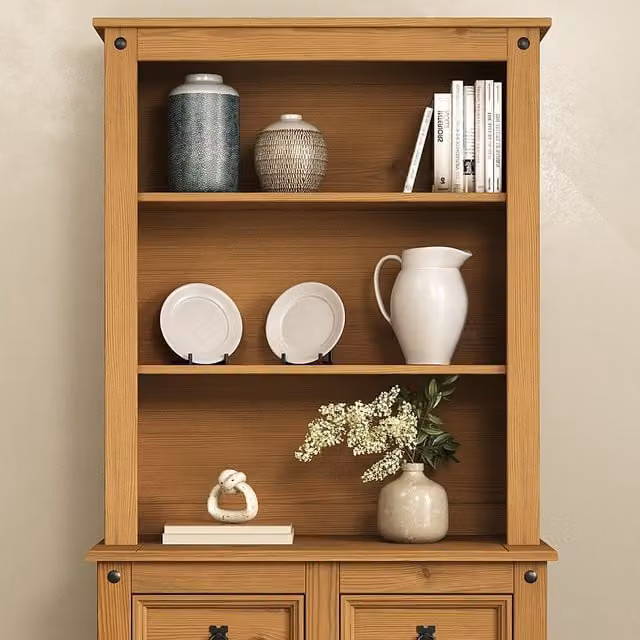 Mews Corona Sideboard Hutch Solid Wood Buffet Welsh Dresser Top in Brown Pine